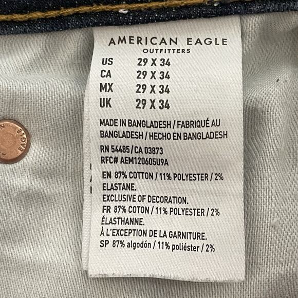 American Eagle SLIM Jeans Men’s Size 29x34 Blue Dark Wash Flex Stretch Denim - Picture 9 of 11
